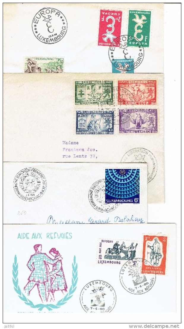 Lot De 17 FDC Et Enveloppes Commémoratives Du Luxembourg (de 1945 à 1988) - Frankeermachines (EMA)