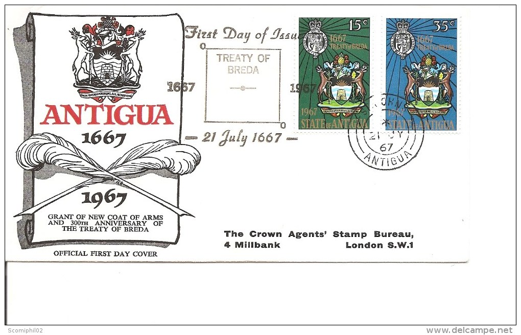 Antigua -Traité De Breda ( FDC De 1967 à Voir) - 1960-1981 Ministerial Government