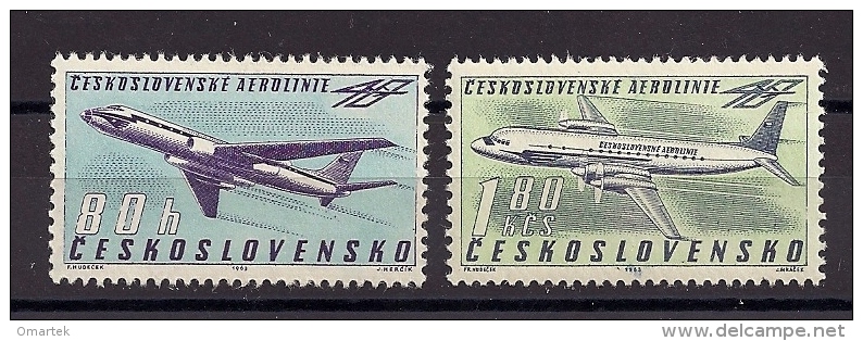 Czechoslovakia Tschechoslowakei 1963 MNH **Mi 1405-1406 Sc 1178-1179 40th Anniversary Of Czechoslovak Airlines. CSA. - Neufs