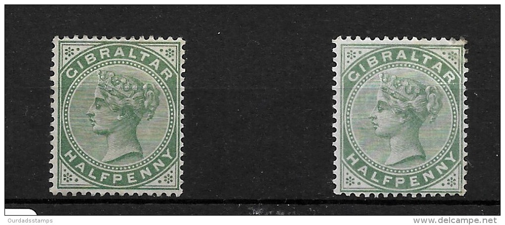Gibraltar 1886/98 QV 1/2d Green, Both Shades Mint. (4229) - Gibraltar