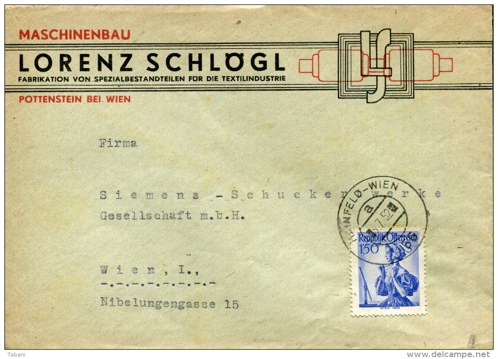 AUSTRIA 1952 TPO COVER HAINFELD-WIEN - Briefe U. Dokumente