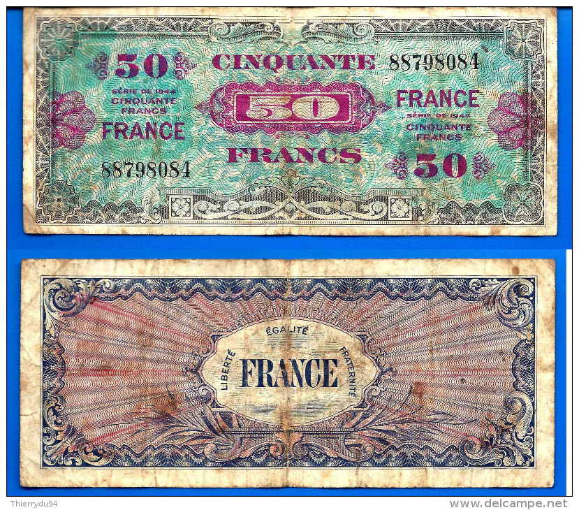 France 50 Francs 1944 Serie 1 WWII Que Prix + Port Frcs Frc Frs Paypal Skrill Bitcoin OK - 1944 Flagge/Frankreich