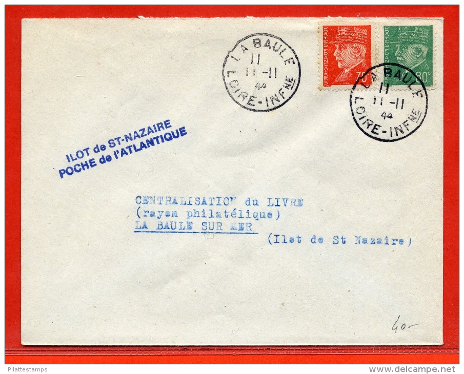 FRANCE LETTRE ILOT DE SAINT NAZAIRE DU 11/11/1944 DE LA BAULE - Guerre De 1939-45