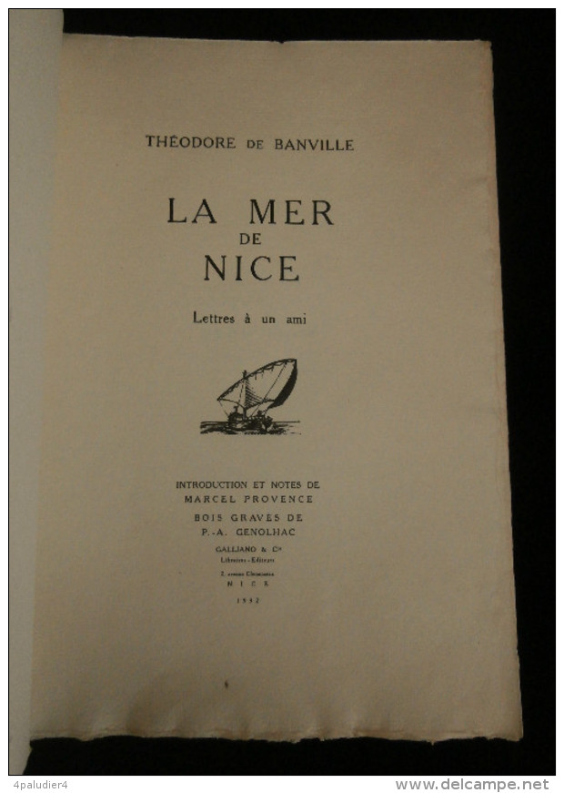 ( Alpes-Maritimes ) LA MER DE NICE, Lettres à Un Ami Théodore De BANVILLE 1932 Ill. P.-A. GENOLHAC Envoi - Côte D'Azur