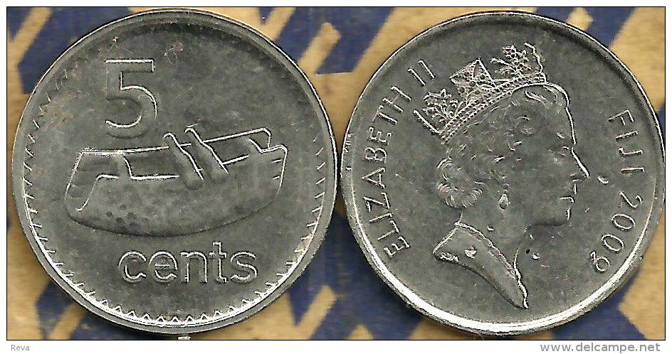 FIJI 5 CENTS ARTEFACT FRONT QEII HEAD BACK 2009 2ND LAST YEAR TYPE VF KM? READ DESCRIPTION CAREFULLY !!! - Fiji