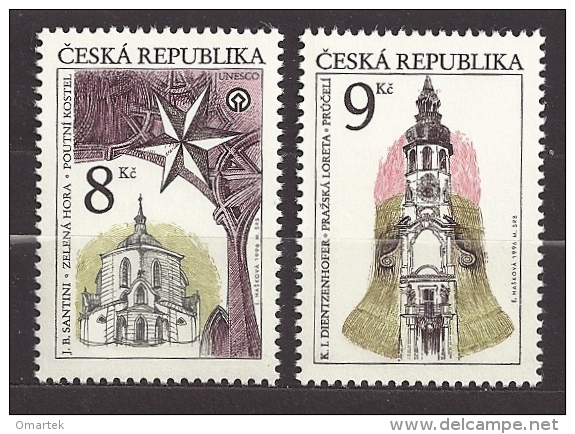 Czech Republic 1996 MNH ** Mi 119-120 Sc 2989-2990 UNESCO Church Zelená Hora, Prague Loretta Tower.Tschechische Republik - Unused Stamps