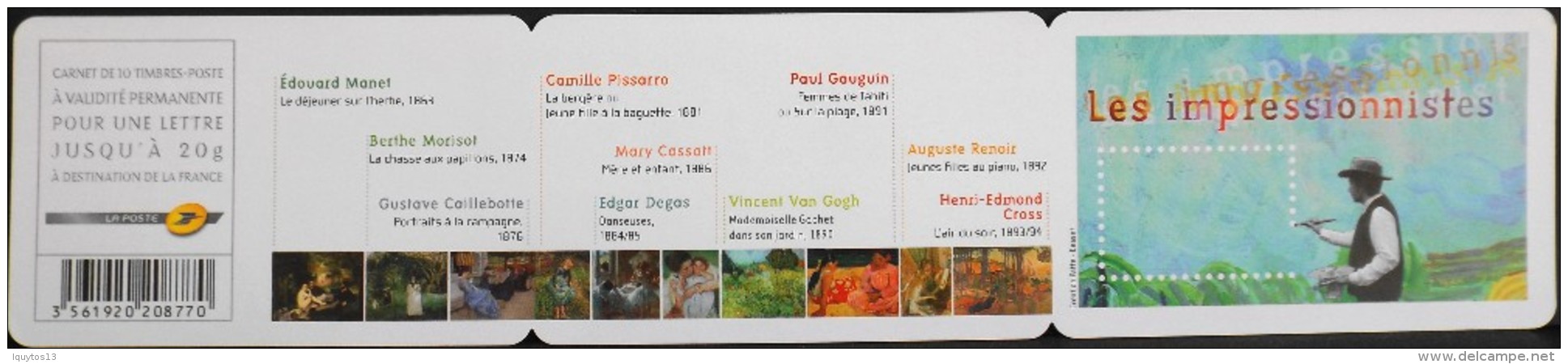 FRANCE CARNET 2006 - Les Impressionnistes - 10 TIMBRES Prioritaires  AUTOADHESIFS NEUFS** - Carnets