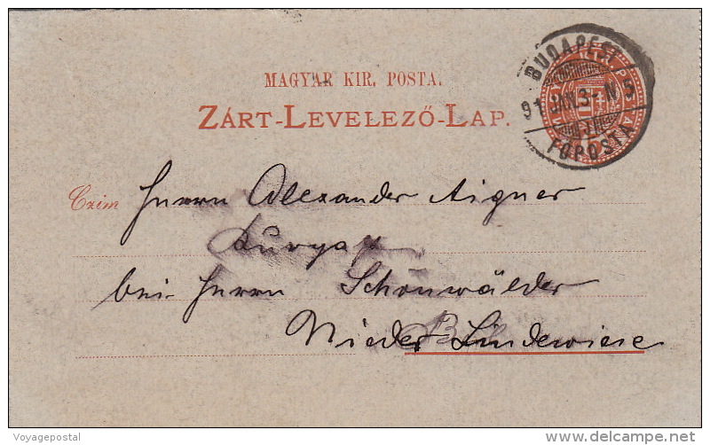 Entier CaD Budapest 1891 - Entiers Postaux