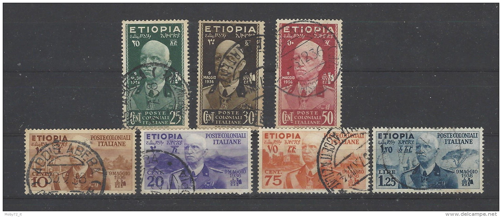 Italia - Etiopia - 1936 - Usato/used - Vittorio Emanuele III - Sass. N. 1/7 - Etiopía