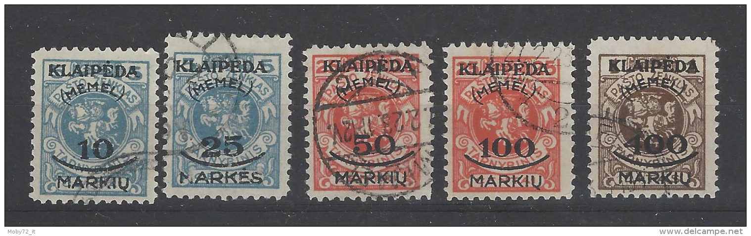 Memel - 1923 - Usato/used - Sovrastampati - Mi N. 124/28 - Used Stamps