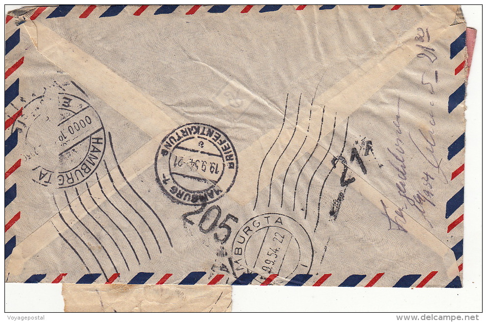 Lettre Recommandé Exprès Pour L'Allemagne 1954 - Briefe U. Dokumente