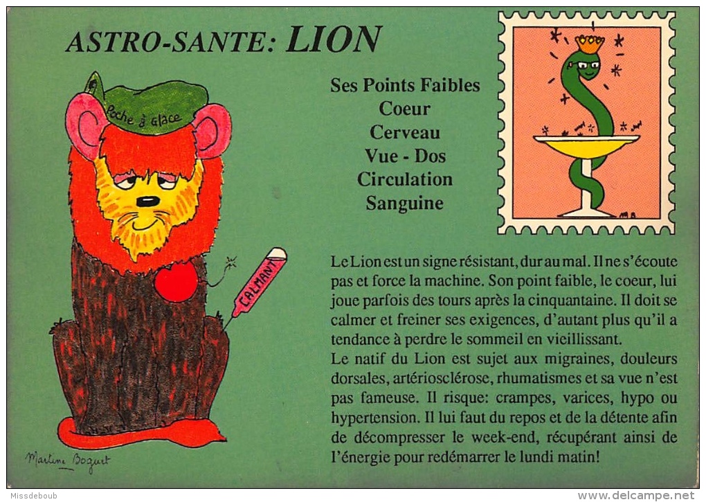 LION  - lot de 5 CPM - HOROSCOPE ASTROLOGIE -  Signe du Zodiaque -  dos vierge - 10 scans