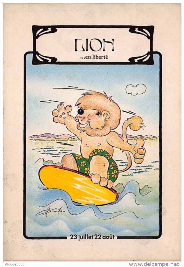 LION  - lot de 5 CPM - HOROSCOPE ASTROLOGIE -  Signe du Zodiaque -  dos vierge - 10 scans