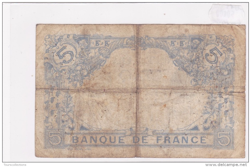 Billet De 5 Francs Bleu Du 11/07/1913 LION - B.2629 Alph 835 @ N° Fayette : 2.19 - 5 F 1912-1917 ''Bleu''