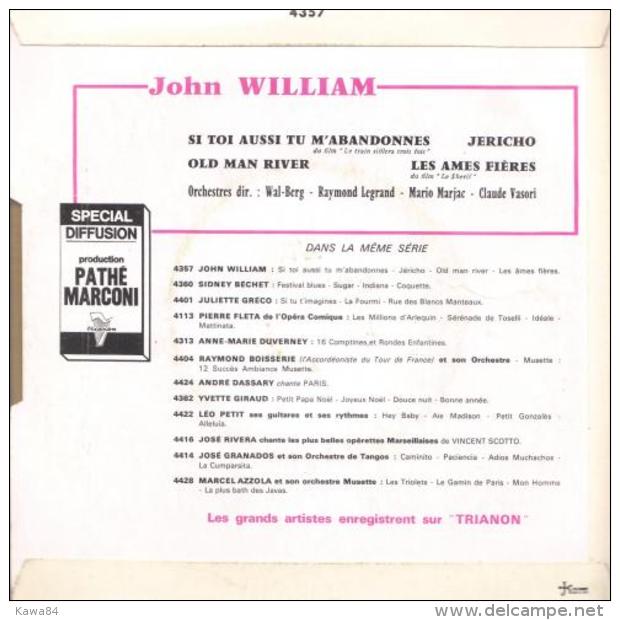 EP 45 RPM (7")  John William  "  Si Toi Aussi Tu M'abandonnes  " - Soul - R&B