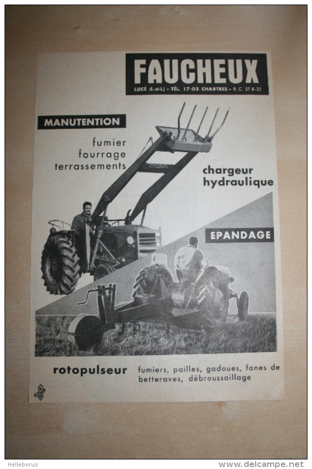 PUB 1961 Agricole Tracteur FAUCHEUX LUCE Eure Et Loir (28) - Advertising