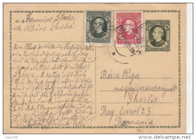 ANDREJ HLINKA, PC STATIONERY, ENTIER POSTAL, 1939, SLOVAKIA - Cartoline Postali