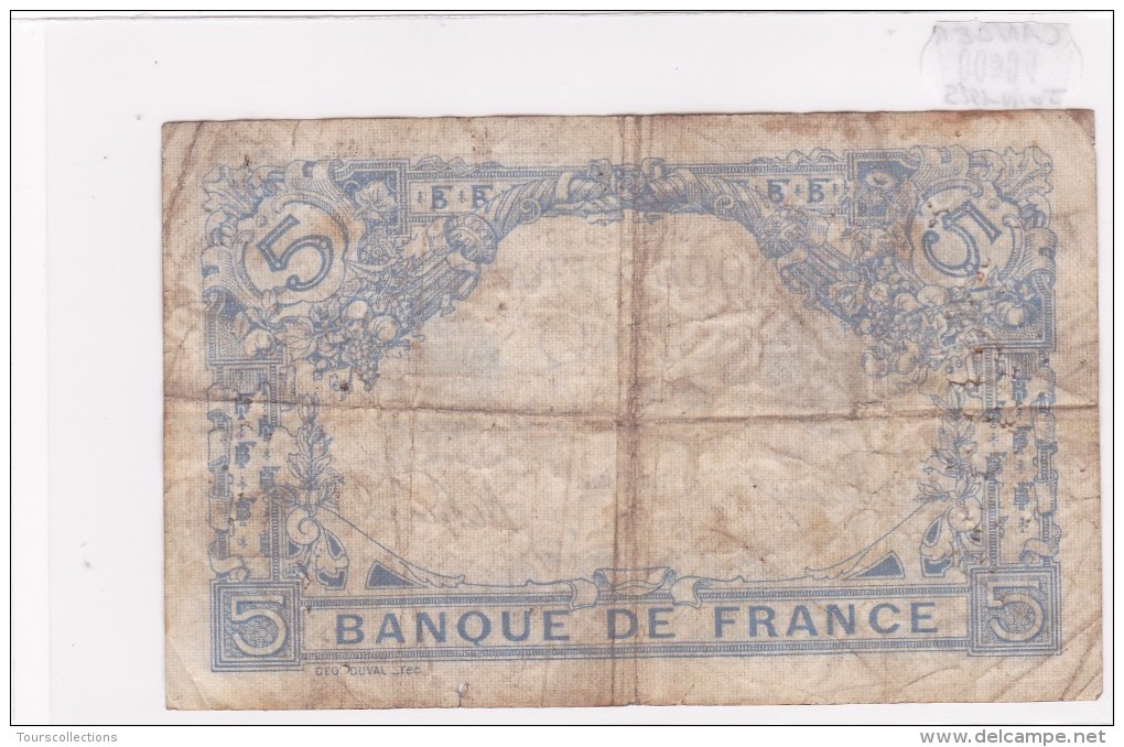 Billet De 5 Francs Bleu Du 03/06/1915 CANCER - B.6035 Alph 070 @ N° Fayette : 2.28 - 5 F 1912-1917 ''Bleu''