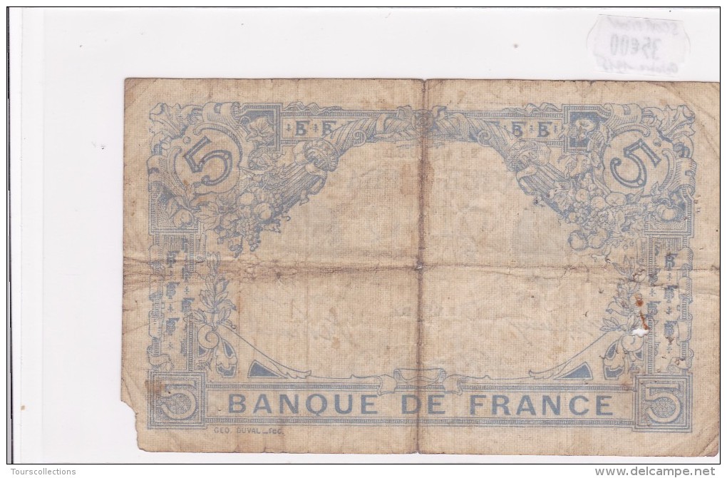 Billet De 5 Francs Bleu Du 30/10/1915 SCORPION - Q.8580 Alph 805 @ N° Fayette : 2.32 - 5 F 1912-1917 ''Bleu''