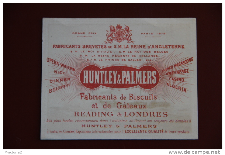 ETIQUETTE PUBLICITAIRE BISCUITS " HUNTLEY And PALMERS ", Reading LONDON, Série De BATEAUX. - Autres & Non Classés