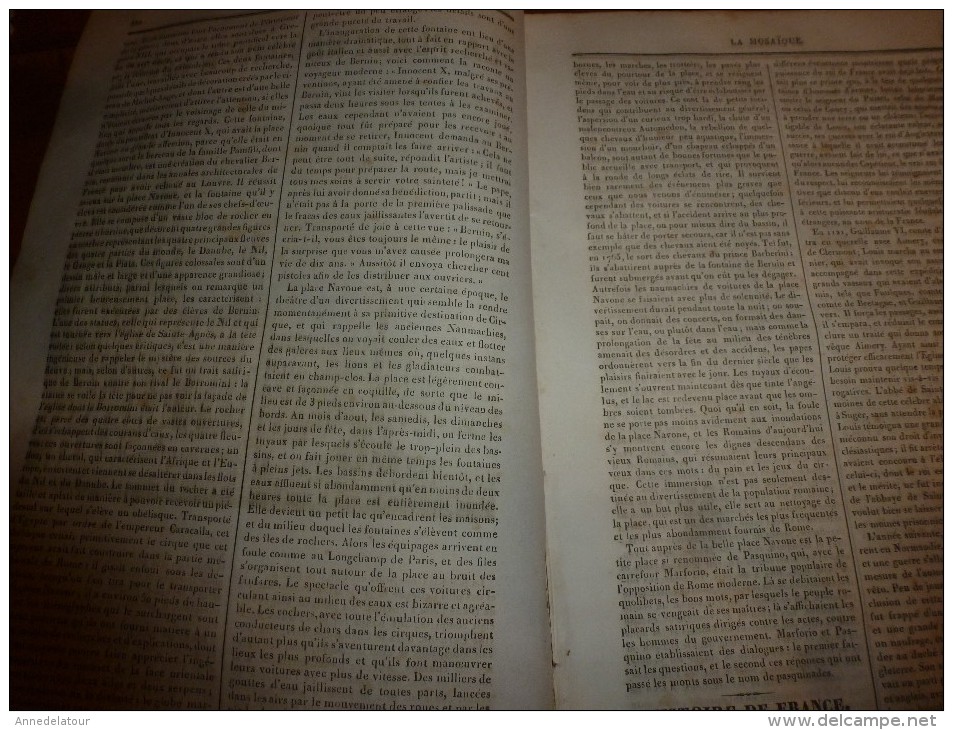 1835 LM :Place Navone à Rome (texte Et Gravure); Louis VI; Charles Le Bon; Prospérité Aux USA; Les Cétacés; Le Marsouin - Autres & Non Classés