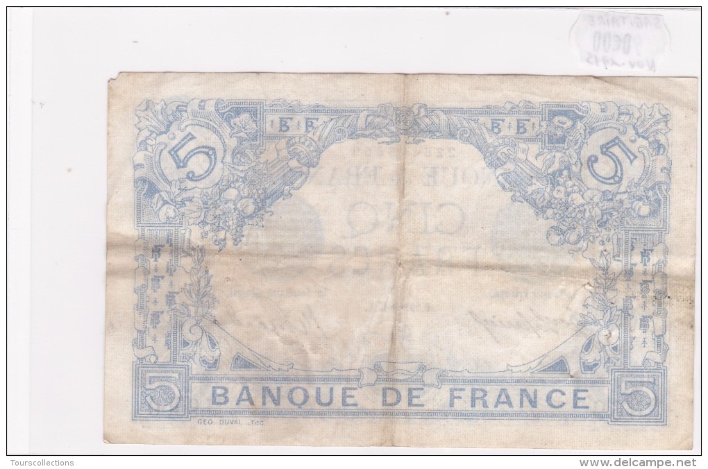 Billet De 5 Francs Bleu Du 29/11/1915 SAGITTAIRE - M.9060 Alph 869 @ N° Fayette : 2.33 - 5 F 1912-1917 ''Bleu''