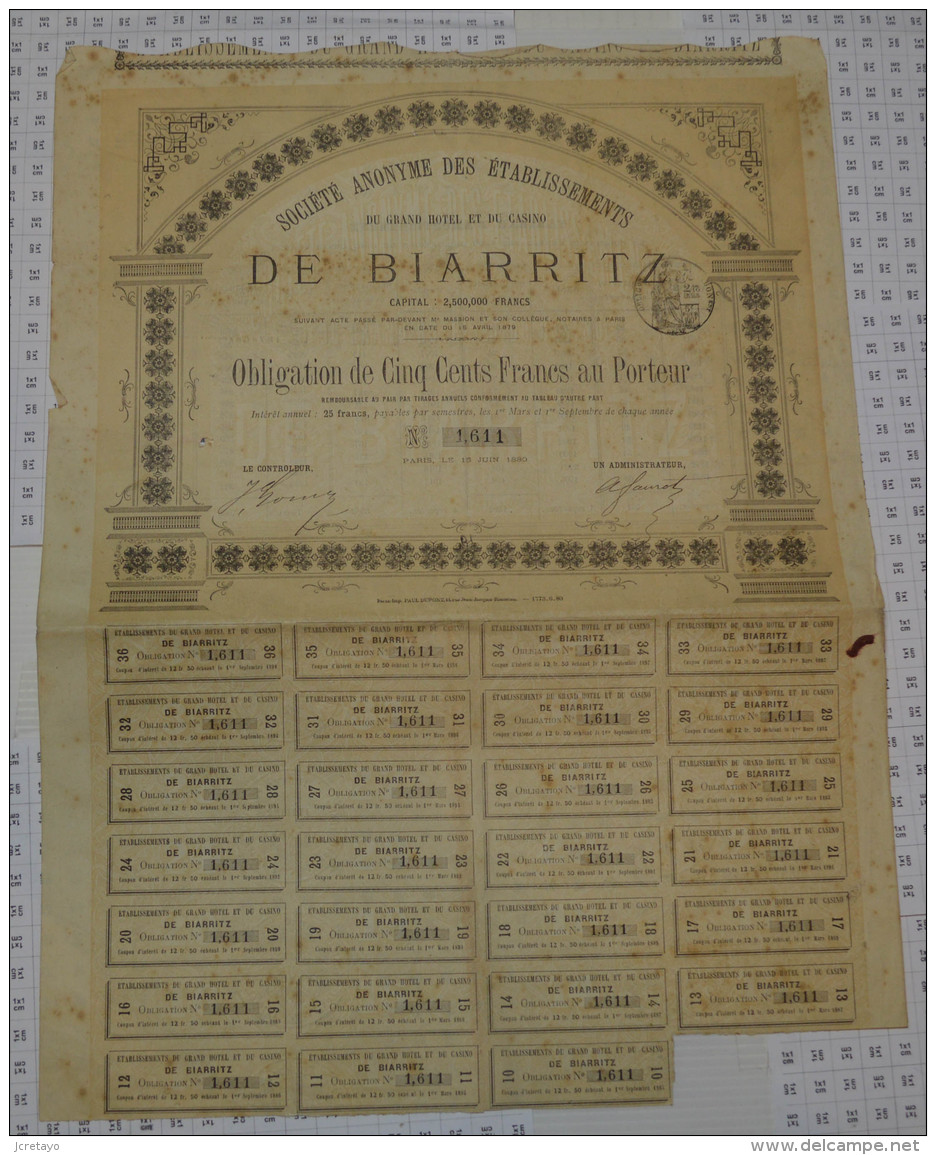 Grand Hotel Et Casino De Biarritz En 1880 - Casino