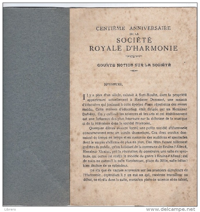 Braine L' Alleud / Société Royale D'Harmonie - Fêtes Du Centenaire - 1819-1919 / Brochure 1920. - Historical Documents