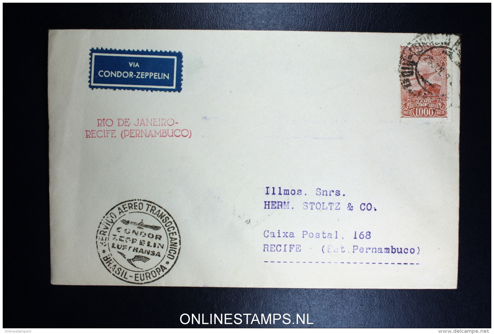 Graf Zeppelin 3. Sudamerikafahrt Sieger 255 D   Cover Rio  To  Recife - Airmail