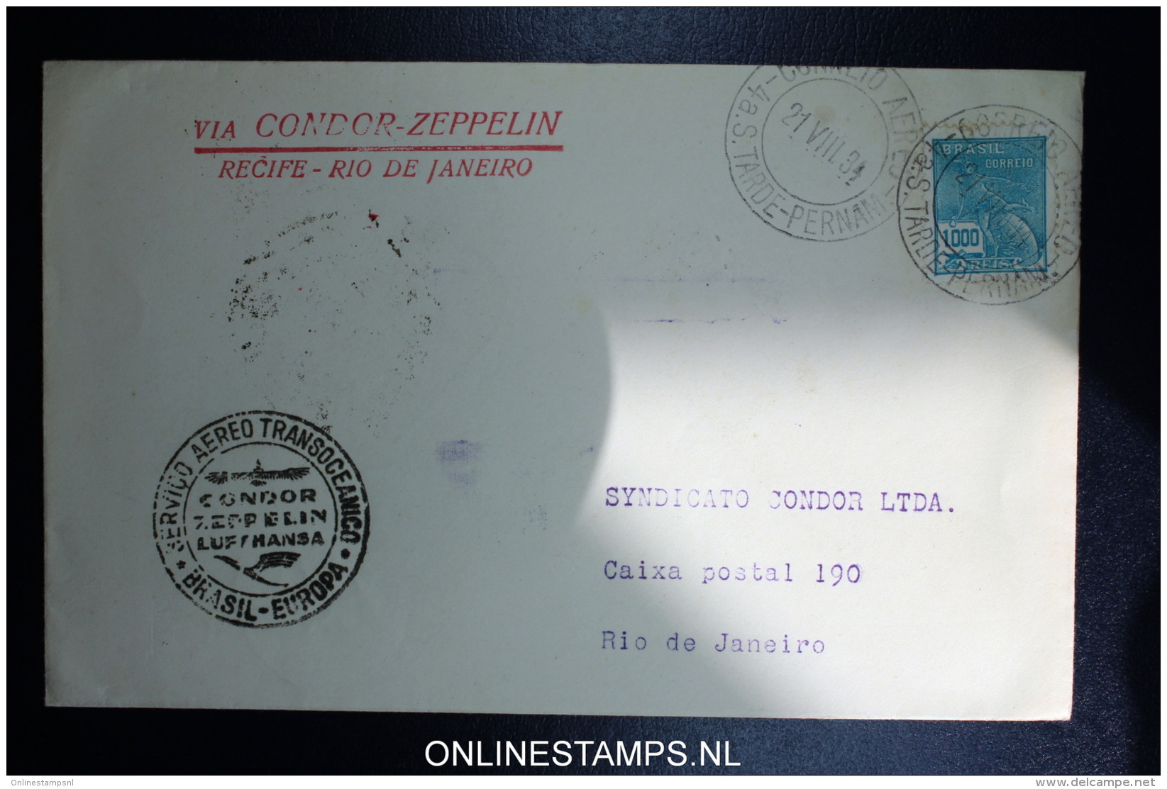 Graf Zeppelin 6. Sudamerikafahrt Sieger 269 D   Cover   Recife  To Rio - Airmail