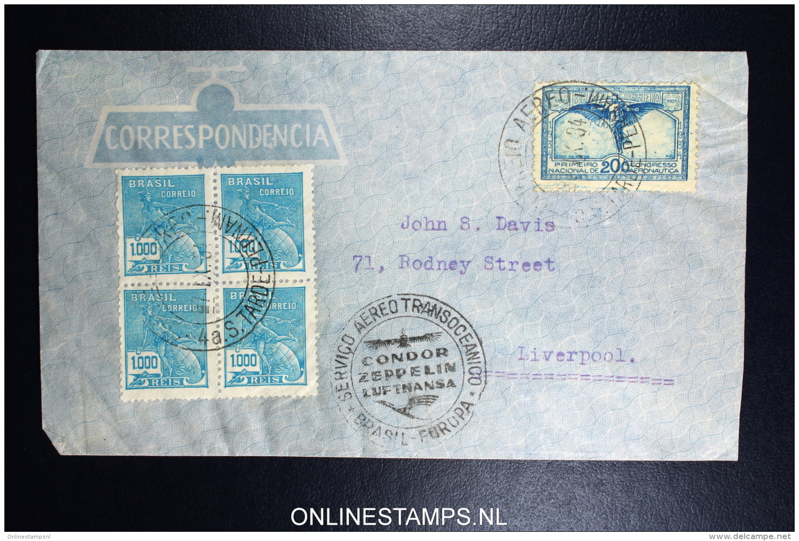 Graf Zeppelin 8. Sudamerikafahrt Sieger 275 A   Cover   Recife  To Liverpool - Airmail