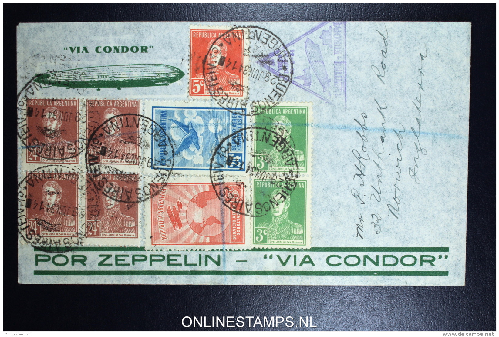 Graf Zeppelin 3. Sudamerikafahrt Sieger 256  Registered Cover Buenos Aires To Norwich UK - Luftpost