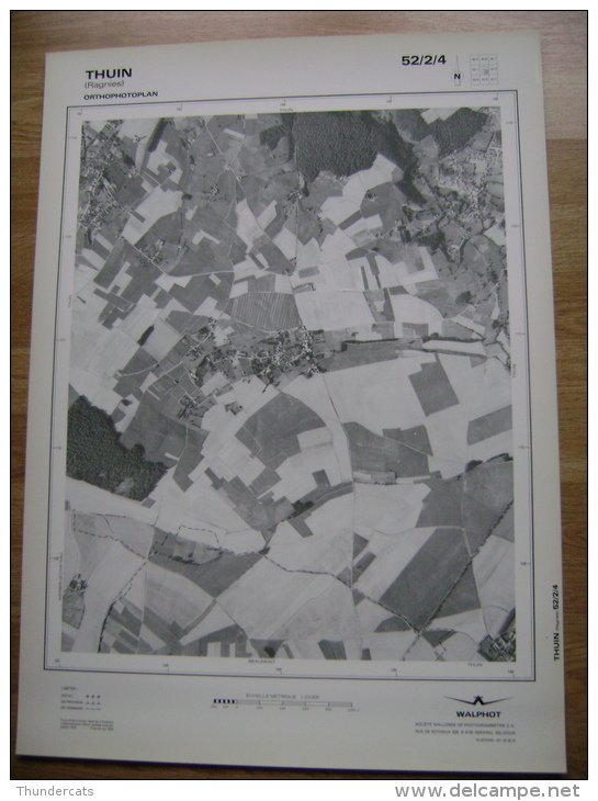 GRAND PHOTO VUE AERIENNE 66 Cm X 48 Cm De 1979  THUIN RAGNIES - Topographical Maps