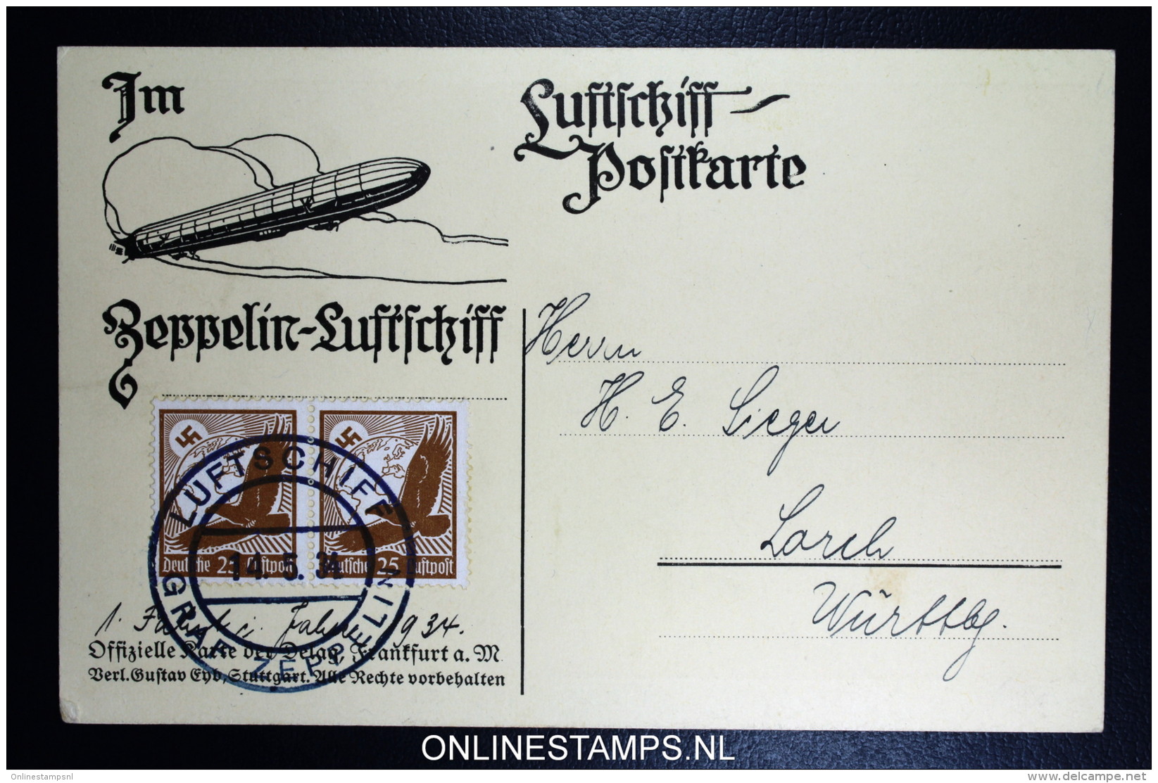 Graf Zeppelin Werkstättenfahrten 1934, Bordpost Sieger 02465I  Dd 14-5-1934 - Luft- Und Zeppelinpost