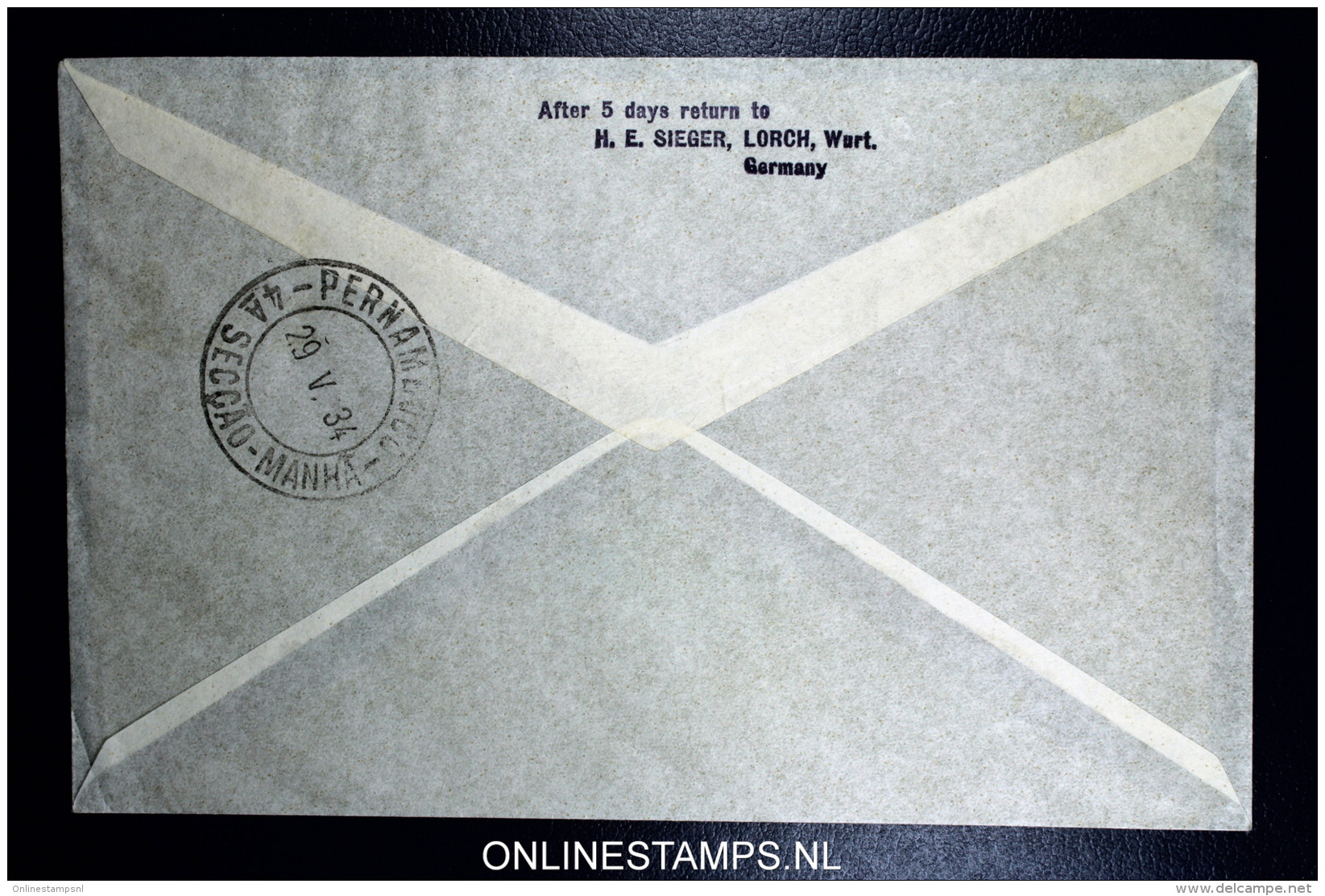Graf Zeppelin LZ 127 1934, 1. Südamerikafahrt Sieger 247 Ba Anschlussflug Stuttgart - Airmail & Zeppelin