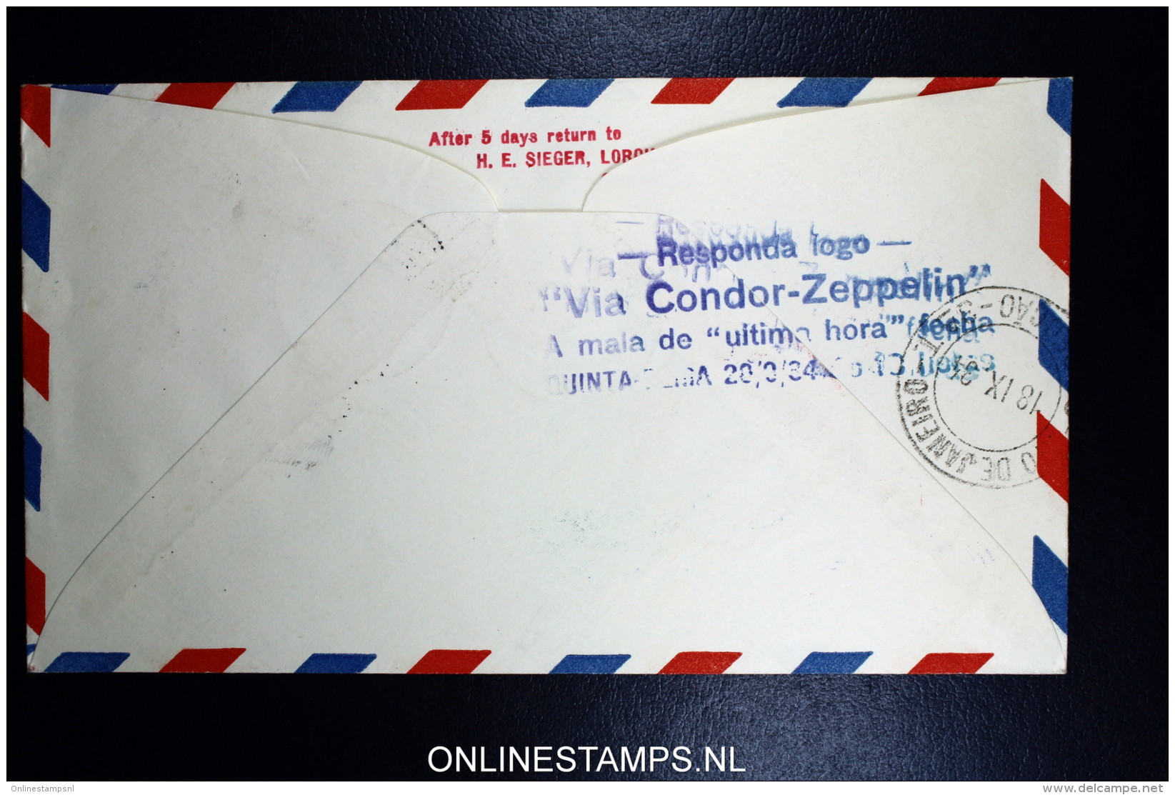 Graf Zeppelin LZ 127 1934, 8. Südamerikafahrt Sieger 274 Aa Stempel C - Airmail & Zeppelin