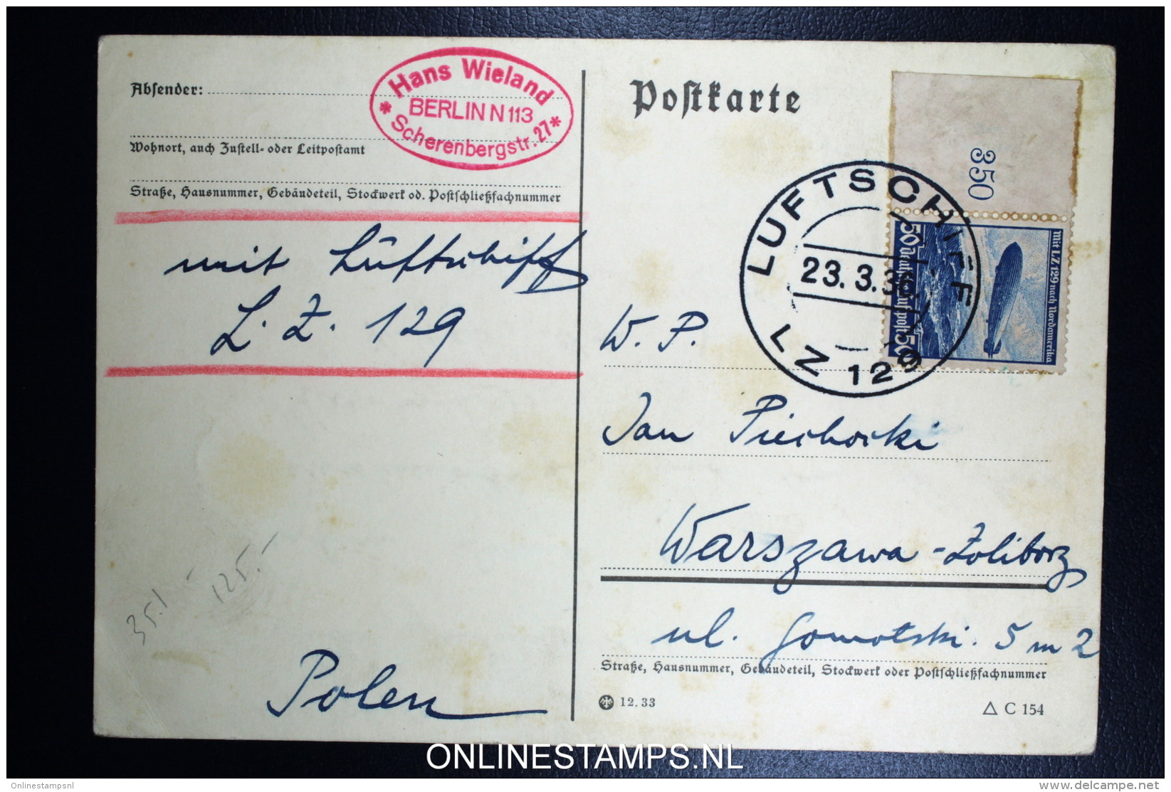 Graf Zeppelin LZ 129 1936, Hindenburg Sieger 401Bb   Bordpost - Luft- Und Zeppelinpost