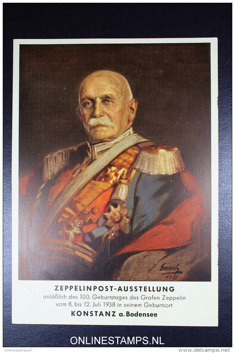 Graf Zeppelin Konstanz - Zeppelinpost-Ausstellung 1938 Mit Werteindruck 15 Pf. - Luft- Und Zeppelinpost