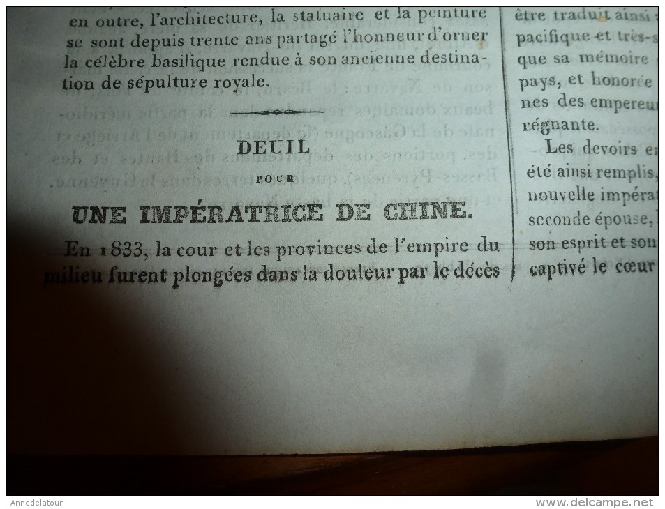 1835 LM : Great-Britain --->Charles 1er (Stuarts); Saint-Denis (texte et gravure);Deuil pour une impératrice de Chine