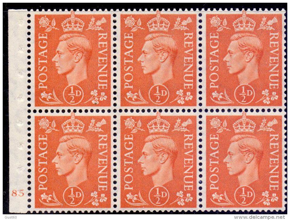 Great Britain 1951 King George VI Pane CYL 85 503d NEW PRICE - Unused Stamps