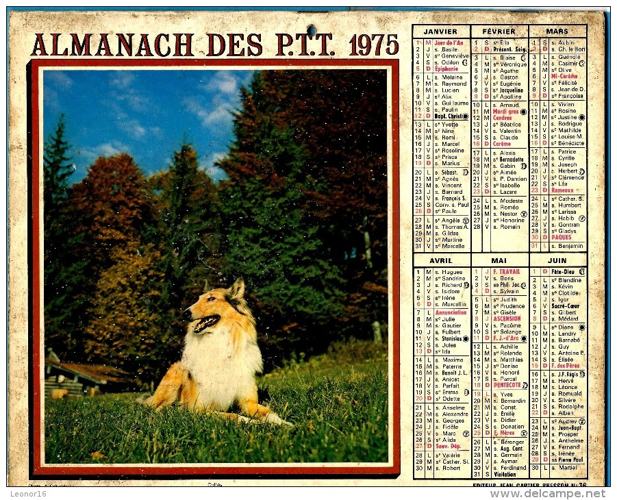 ALMANACH DES P.T.T.1975 (54/57) - Complet ** COLLEY - OURS ** - Editeur : JEAN CARTIER BRESSON N°36 - Grand Format : 1971-80