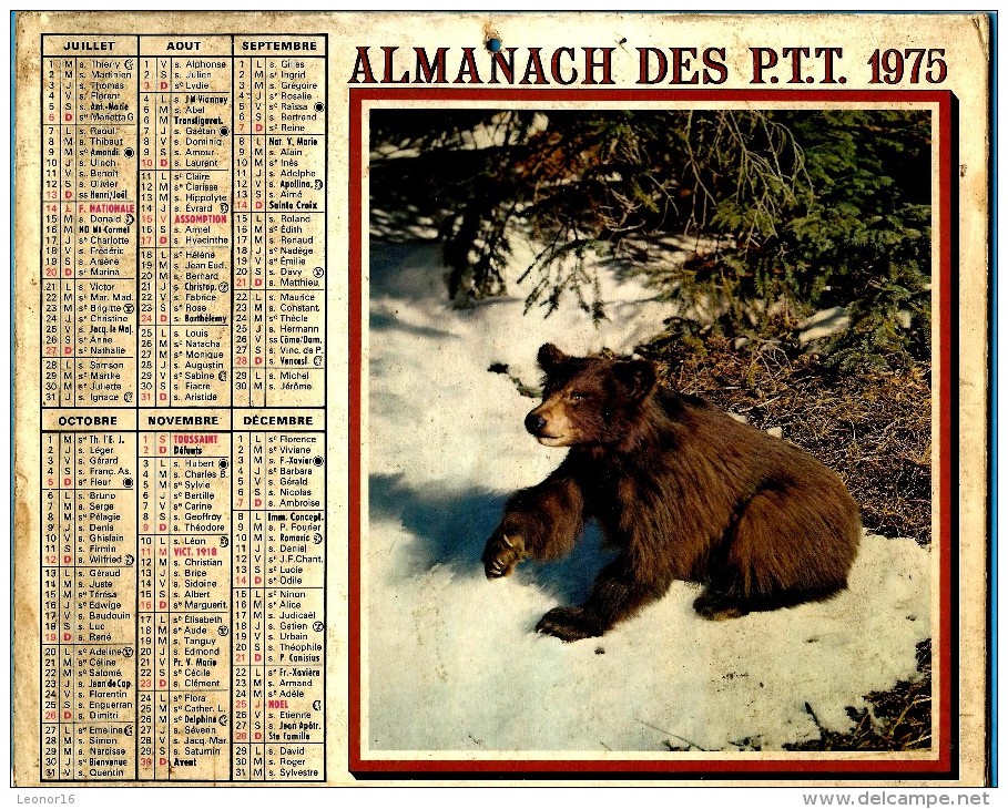 ALMANACH DES P.T.T.1975 (54/57) - Complet ** COLLEY - OURS ** - Editeur : JEAN CARTIER BRESSON N°36 - Grand Format : 1971-80