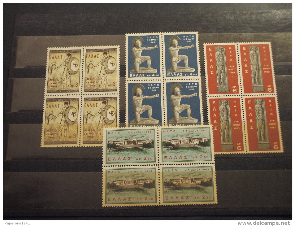 GRECIA - 1962 O.T.A.N. 4 Valori, In Quartine(blocks Of Four) - NUOVI(++) - Neufs