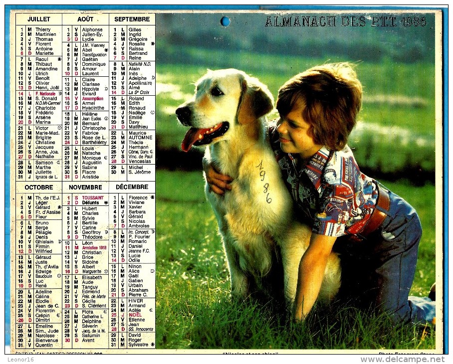 ALMANACH DES P.T.T.1986 (57) - Complet **TIPHANIE ET LASSIE - NICOLAS ET SON CHIEN ** - Edit :JEAN CARTIER BRESSON N°208 - Big : 1981-90