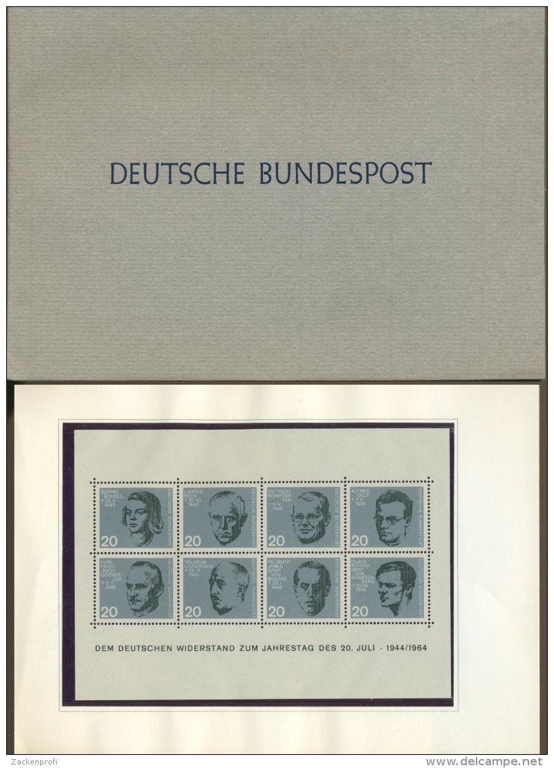 Bund 1964 Widerstand Ministersonderkarte (MiSK) Mit Block 3 Postfrisch (T11861) - Brieven En Documenten