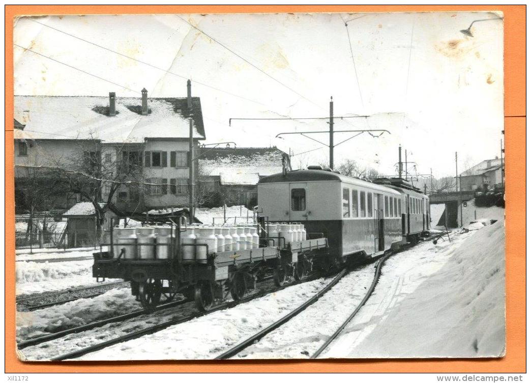 PCH-08 LEB Train Lausanne-Echallens Bercher, Boilles à Lait, Plis ETAT,circul. Photo Rochaix  BVA, Etat Défraichi - Bercher