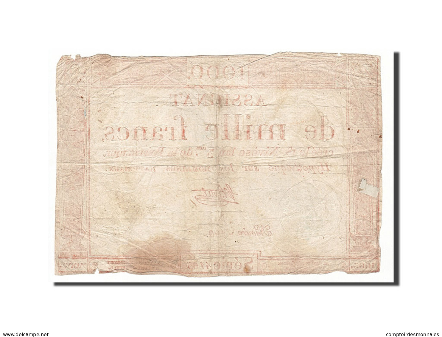 Billet, France, 1000 Francs, 1795, 1795-01-07, Leval, TB, KM:A80, Lafaurie:175 - Assignats