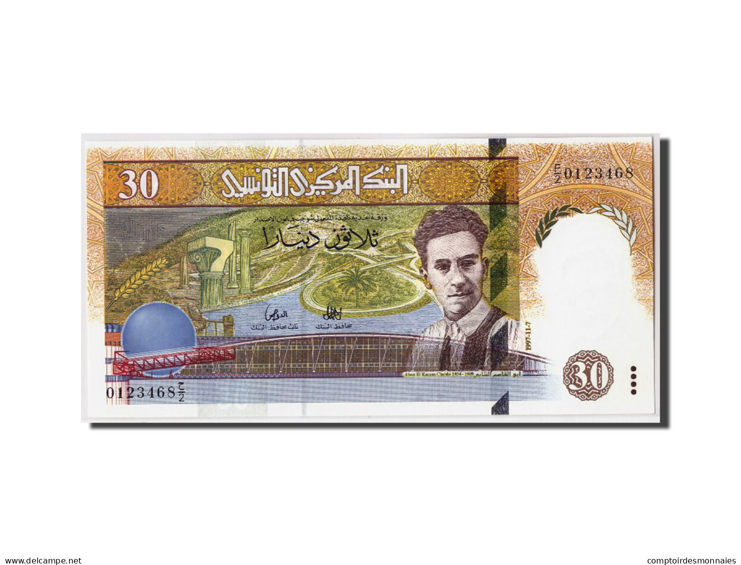 Billet, Tunisie, 30 Dinars, 1997, 1997-11-07, KM:89, NEUF - Tusesië