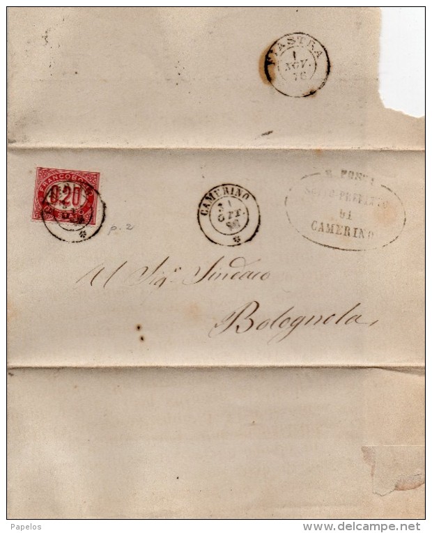 1876   LETTERA CON ANNULLO CAMERINO - Servizi