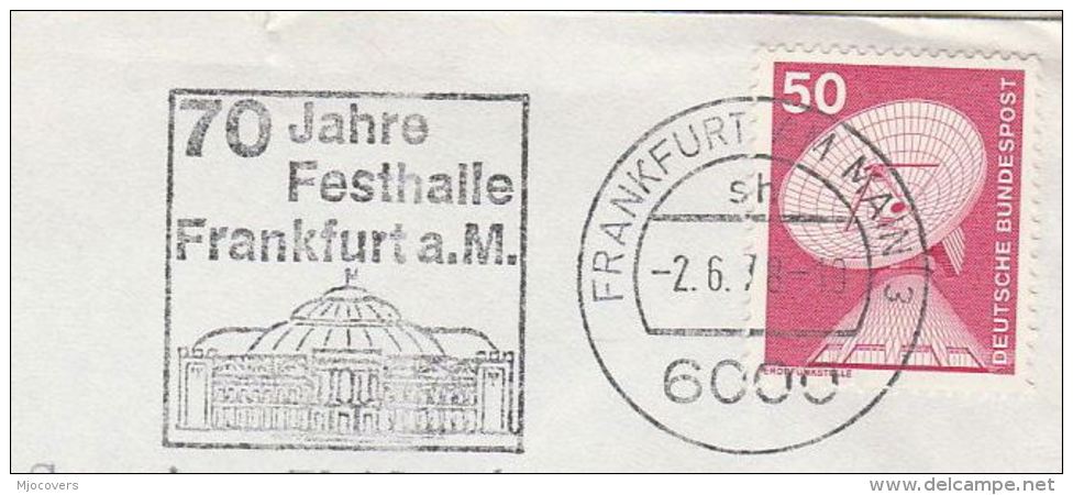 1978 GERMANY Stamps COVER SLOGAN Pmk Illus FRANKFURT FESTHALL 70th ANNIV  Arena Music Sport Theatre - Music